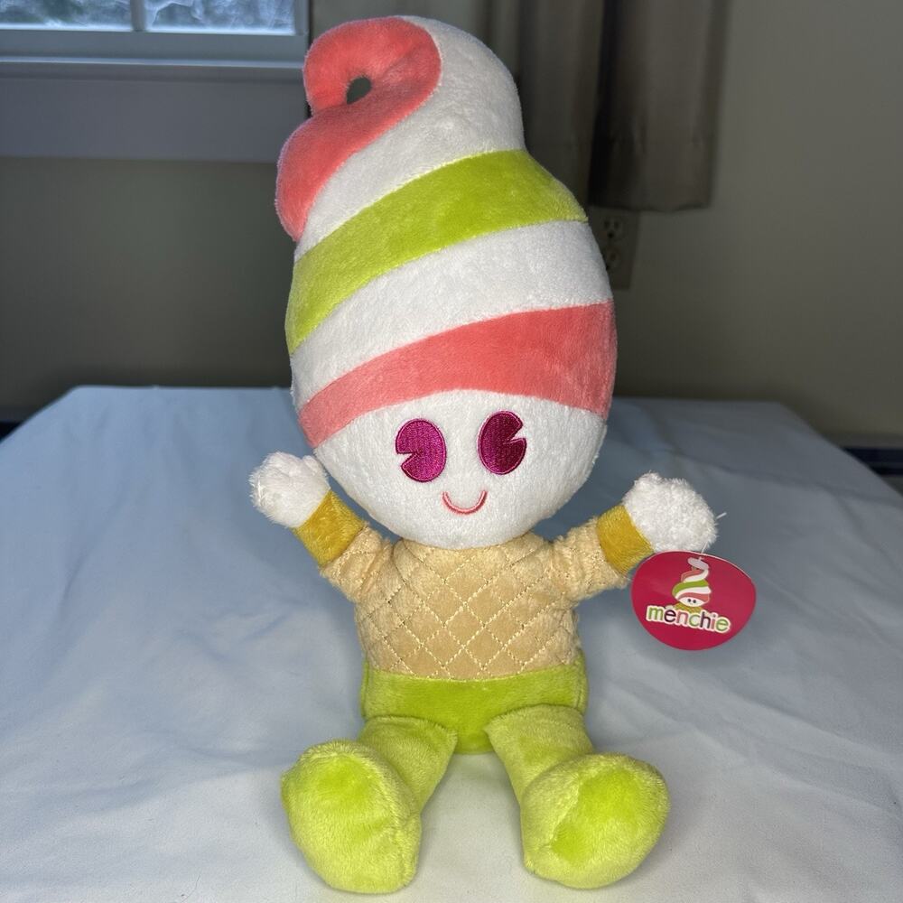 Menchie's Frozen Yogurt Cone Cute Mascot Stuffed Plush 16" Toy Froyo W/ Tag